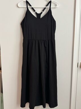 Halara Black Sleeveless Midi Dress with Racerback built-in bra with cups